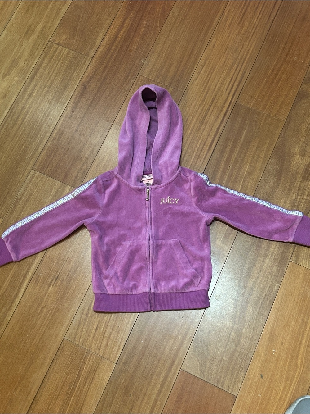Juicy Couture Fuscia Velour Zip Up Hoodie Size 2T